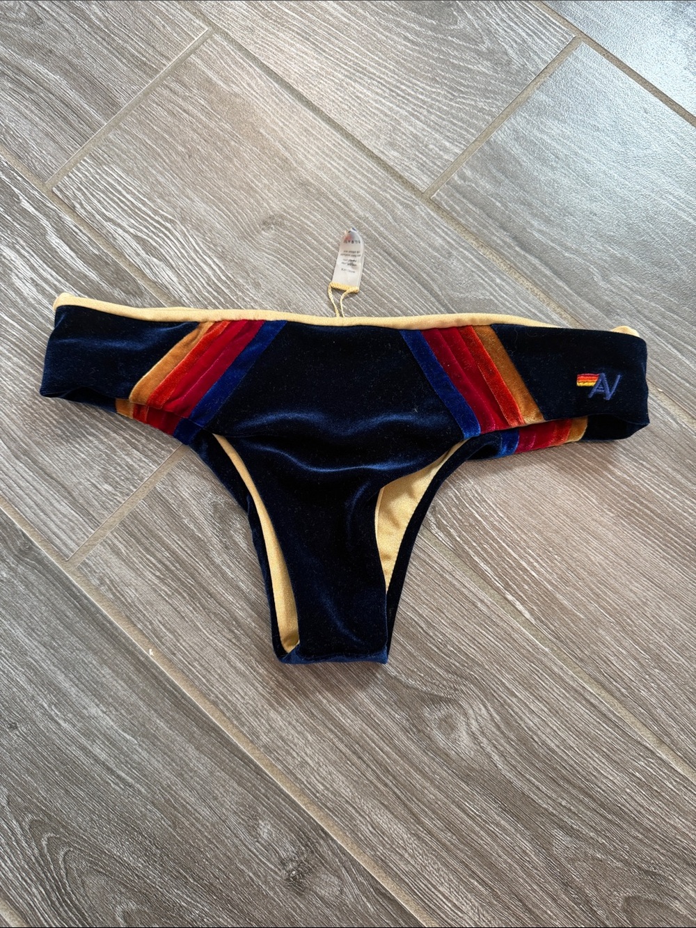 Aviator Nation Navy Velvet 5 stripe Bikini Bottom with like new size small